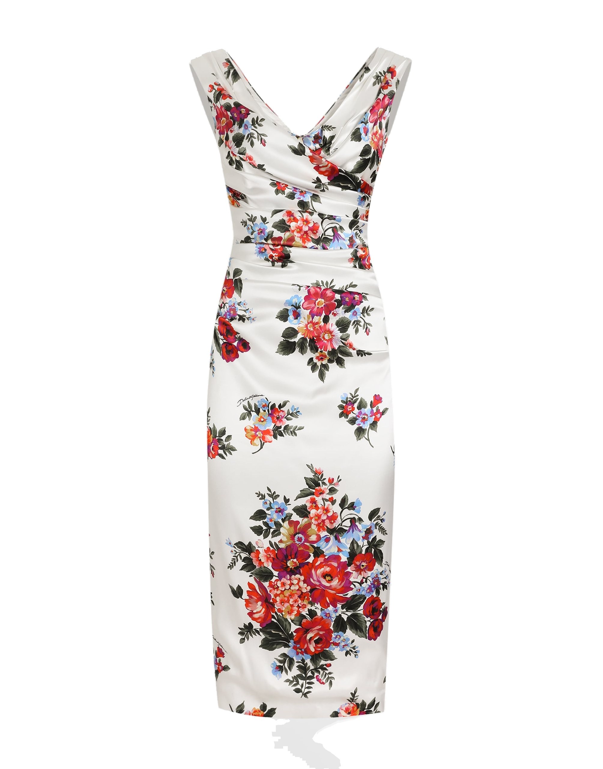 Dolce & Gabbana Flower bouquet-print satin dress