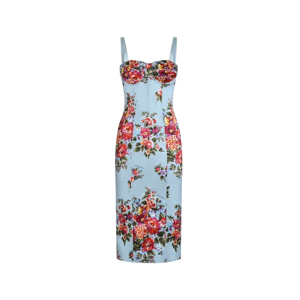 Dolce & Gabbana Flower bouquet-print satin dress
