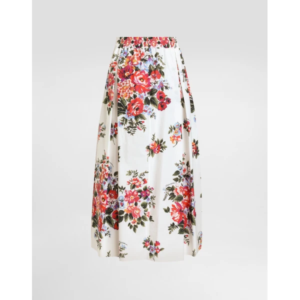 Dolce & Gabbana Flower bouquet-print skirt with pleats, view 2