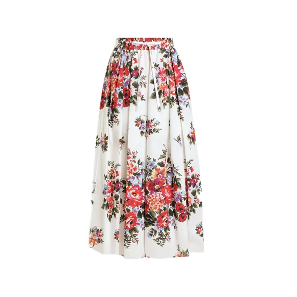 Dolce & Gabbana Flower bouquet-print skirt with pleats