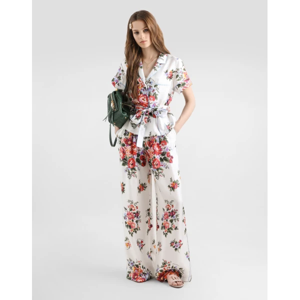Dolce & Gabbana Flower bouquet-print twill trousers, view 2
