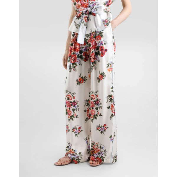 Dolce & Gabbana Flower bouquet-print twill trousers, view 4