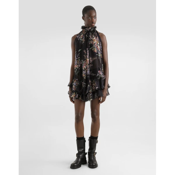 Dolce & Gabbana Flower bouquets-print chiffon dress, view 2