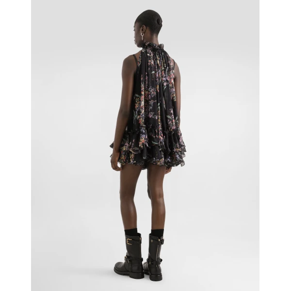 Dolce & Gabbana Flower bouquets-print chiffon dress, view 3