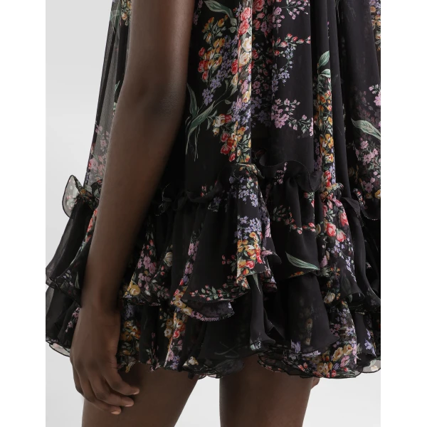 Dolce & Gabbana Flower bouquets-print chiffon dress, view 5