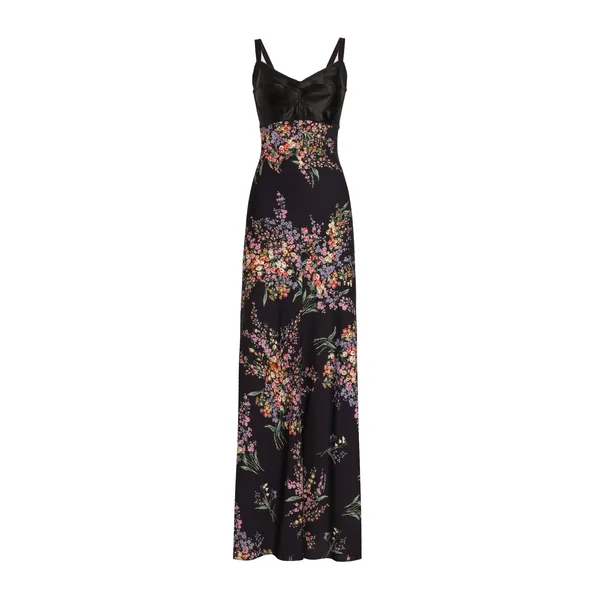 Dolce & Gabbana Flower bouquets-print long charmeuse dress