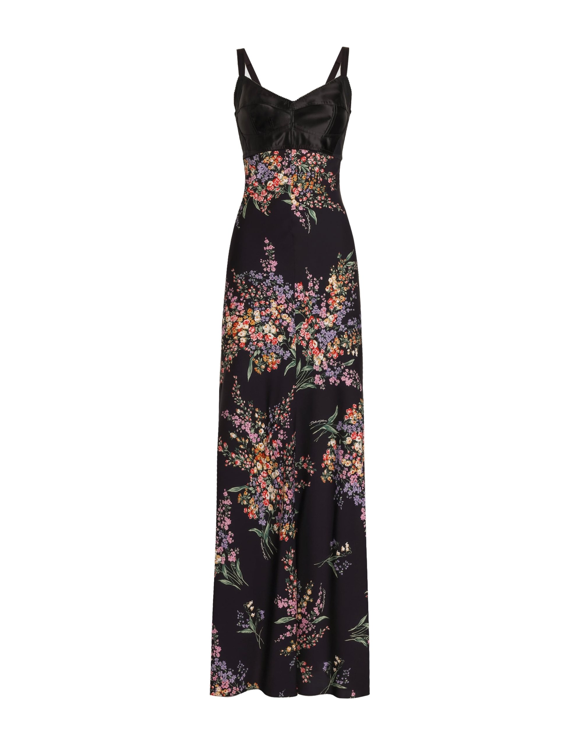 Dolce & Gabbana Flower bouquets-print long charmeuse dress