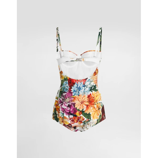 Dolce & Gabbana Flower-print padded one-piece swimsuit, view 3