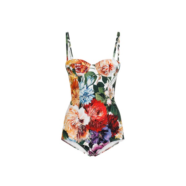 Dolce & Gabbana Flower-print padded one-piece swimsuit