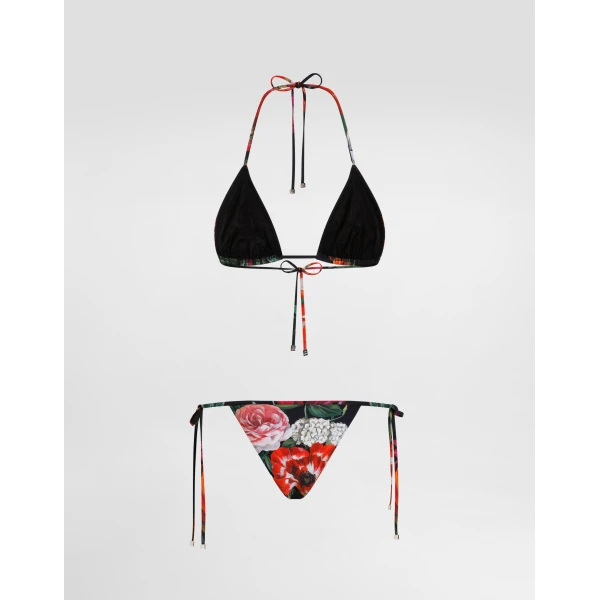 Dolce & Gabbana Flower-print triangle bikini, view 3