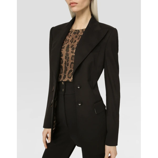 Dolce & Gabbana Gabardine Turlington jacket with top-stitching, view 2
