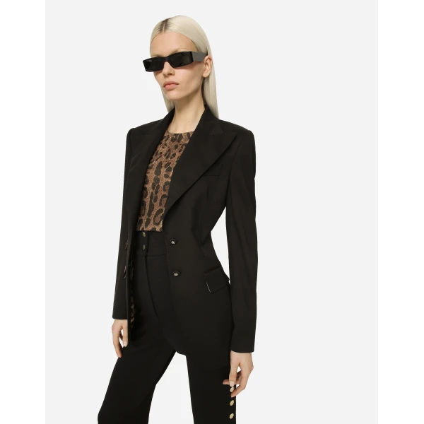 Dolce & Gabbana Gabardine Turlington jacket with top-stitching, view 4