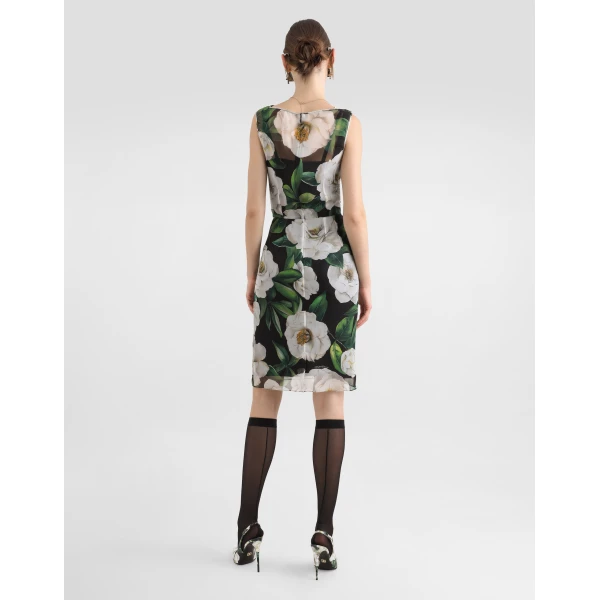 Dolce & Gabbana Gardenia-print chiffon midi dress, view 3