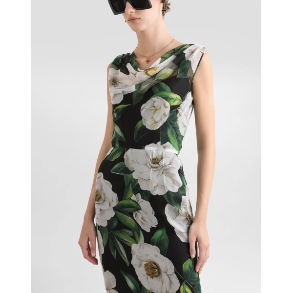 Dolce & Gabbana Gardenia-print chiffon midi dress, view 4