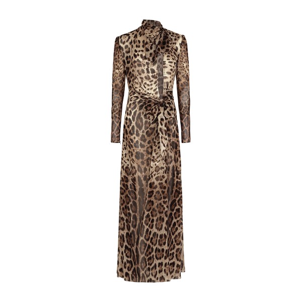 Dolce & Gabbana Georgette dress with leopard print and tie details