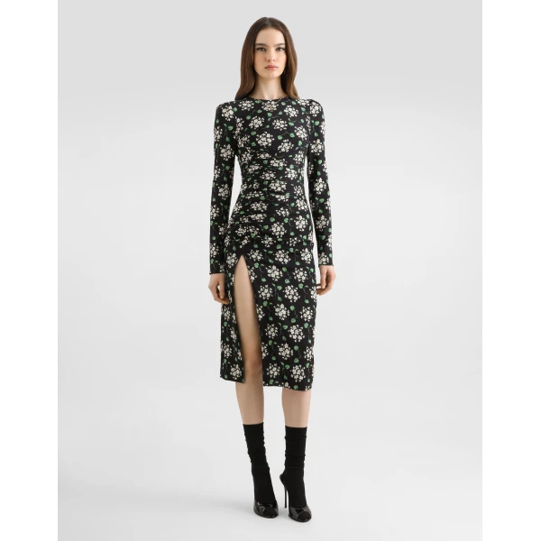 Dolce & Gabbana Geranium bouquets-print charmeuse dress, view 2