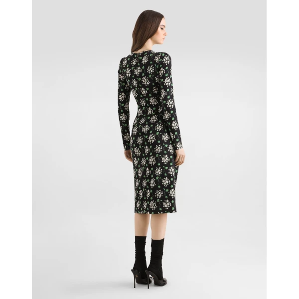 Dolce & Gabbana Geranium bouquets-print charmeuse dress, view 3