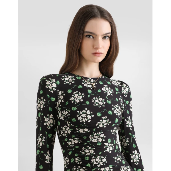 Dolce & Gabbana Geranium bouquets-print charmeuse dress, view 4