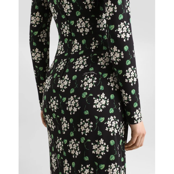 Dolce & Gabbana Geranium bouquets-print charmeuse dress, view 6