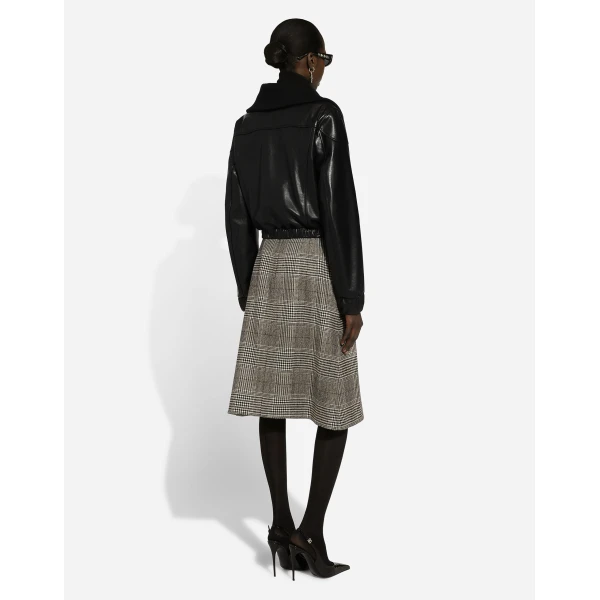 Dolce & Gabbana Glen plaid calf-length A-line skirt with pleats, view 3