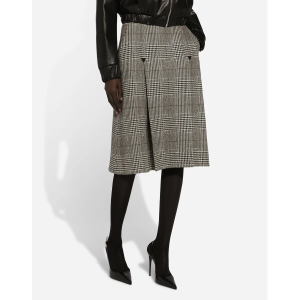 Dolce & Gabbana Glen plaid calf-length A-line skirt with pleats, view 4