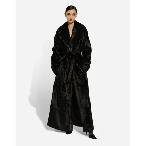 Dolce & Gabbana Goatskin coat with belt, view 3