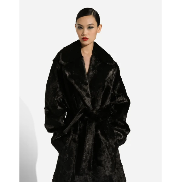Dolce & Gabbana Goatskin coat with belt, view 5