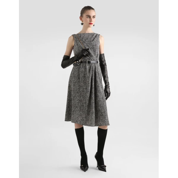 Dolce & Gabbana Heavy crêpe cocktail dress with chevron print, view 2