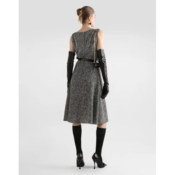 Dolce & Gabbana Heavy crêpe cocktail dress with chevron print, view 3