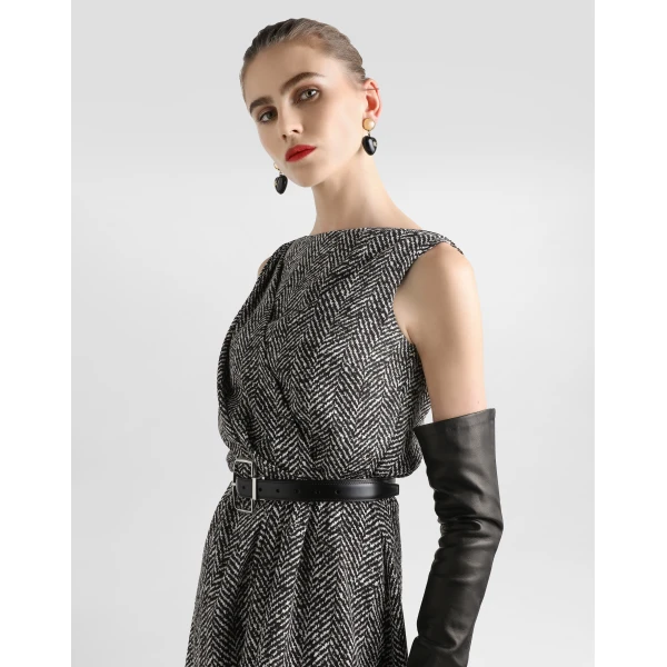 Dolce & Gabbana Heavy crêpe cocktail dress with chevron print, view 4