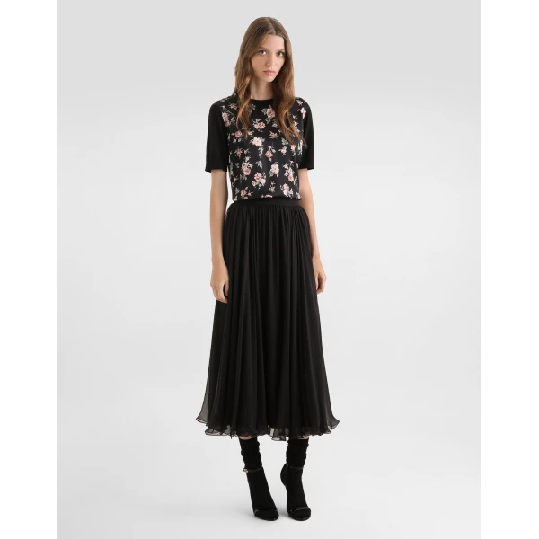 Dolce & Gabbana High-waisted chiffon circle skirt, view 2