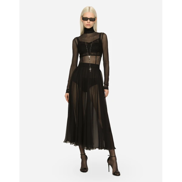 Dolce & Gabbana High-waisted chiffon circle skirt, view 6