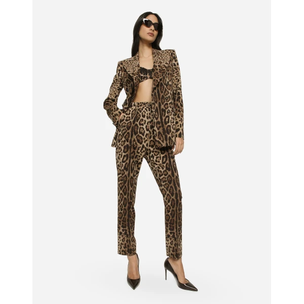 Dolce & Gabbana High-waisted pants in leopard-print wool, view 5