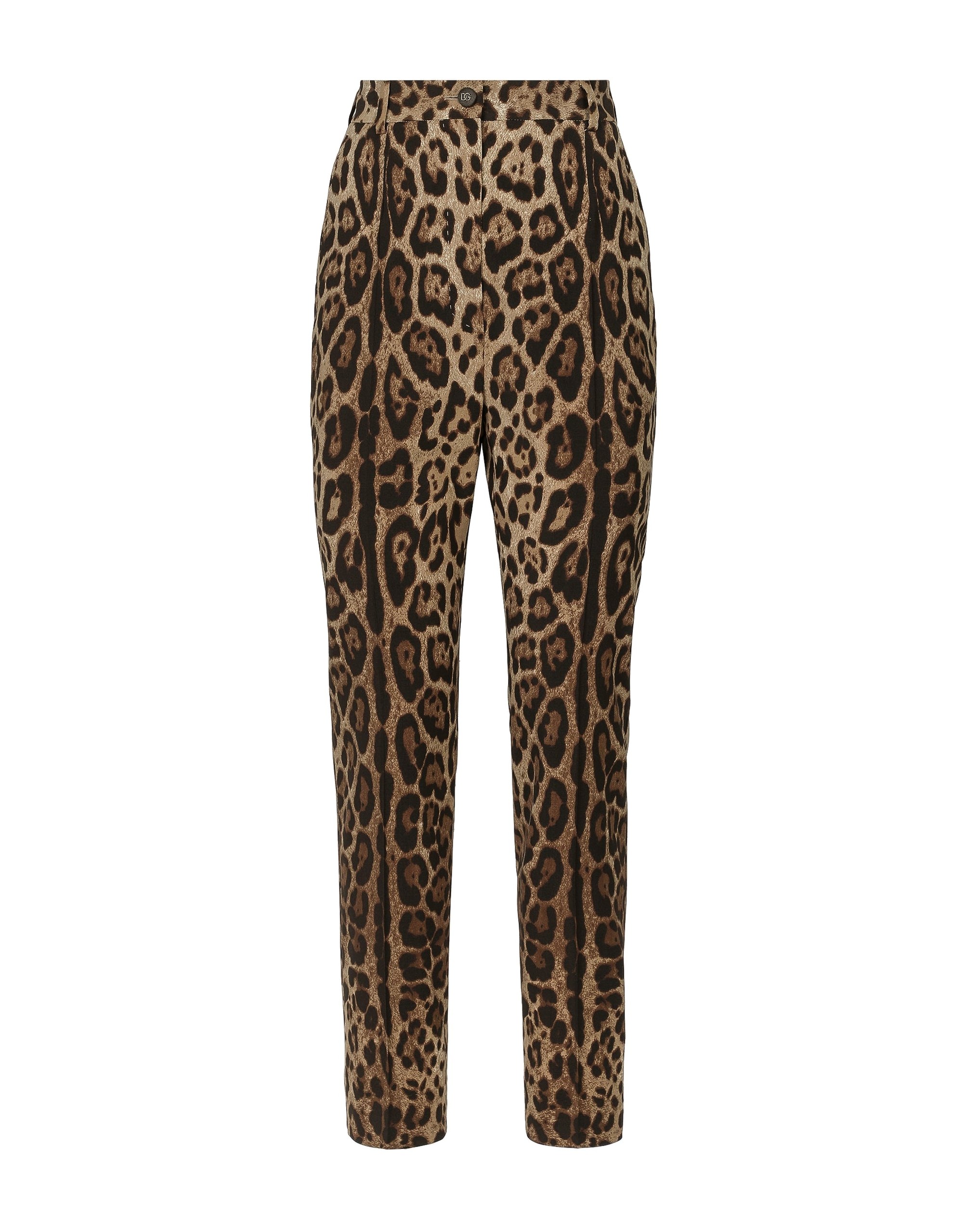 Dolce & Gabbana High-waisted pants in leopard-print wool