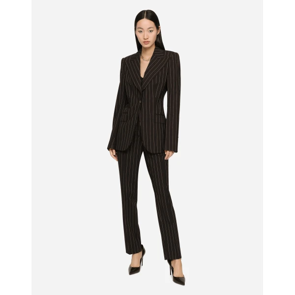Dolce & Gabbana High-waisted pinstripe wool pants, view 2