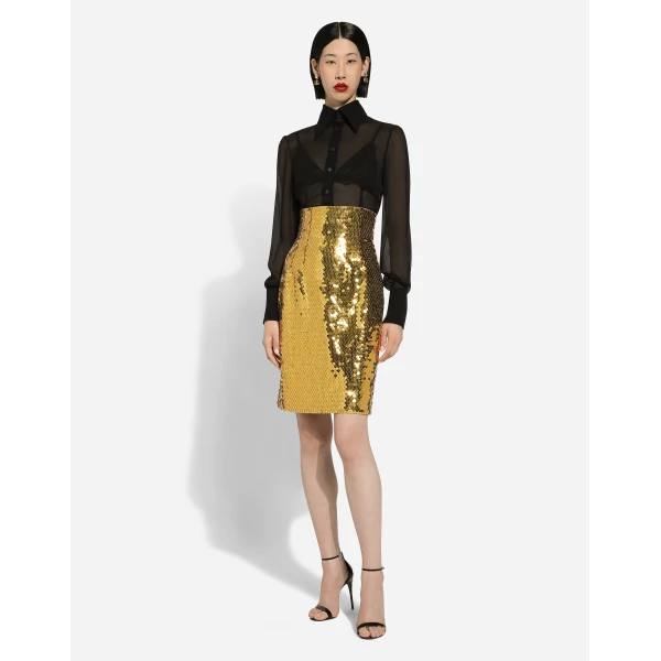 Dolce & Gabbana High-waisted sequined midi skirt, view 2