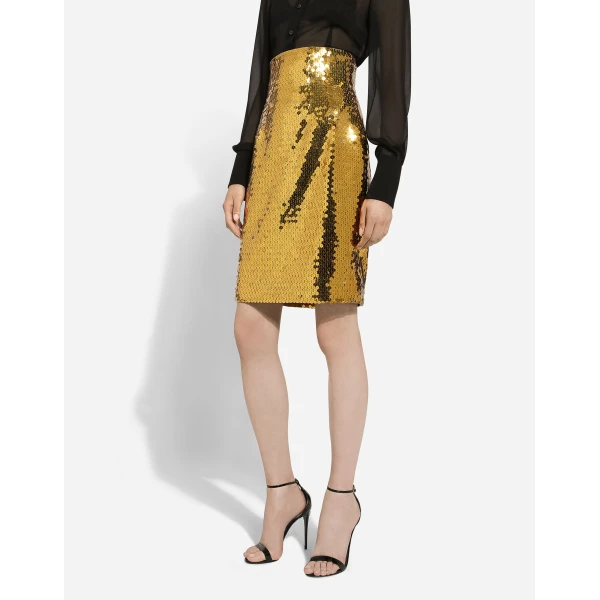 Dolce & Gabbana High-waisted sequined midi skirt, view 4