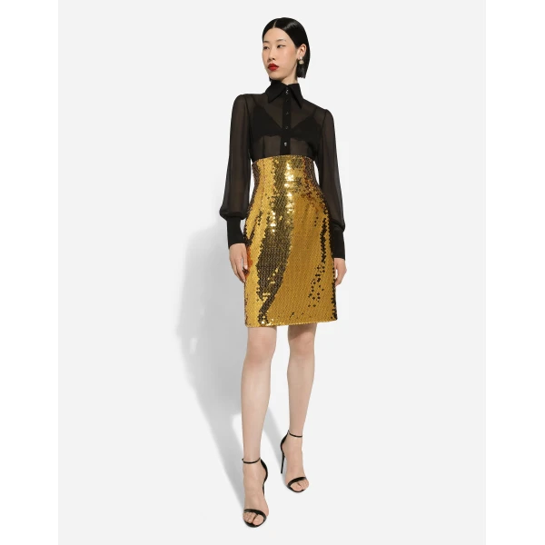 Dolce & Gabbana High-waisted sequined midi skirt, view 5