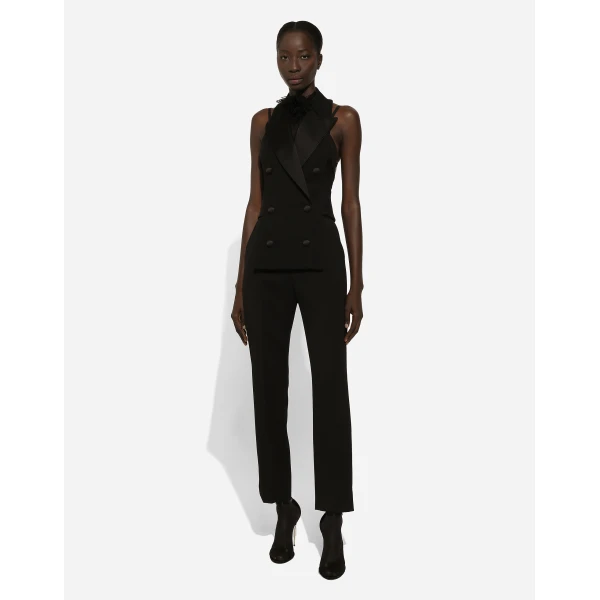 Dolce & Gabbana High-waisted wool gabardine cigarette pants, view 3