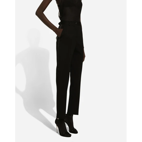 Dolce & Gabbana High-waisted wool gabardine cigarette pants, view 5