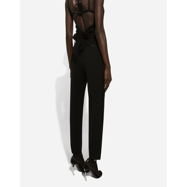 Dolce & Gabbana High-waisted wool gabardine cigarette pants, view 6