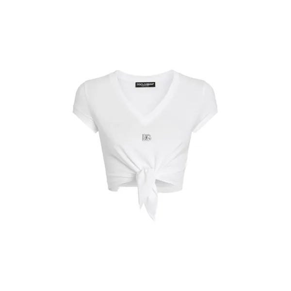 Dolce & Gabbana Jersey T-shirt with DG logo and knot detail Top