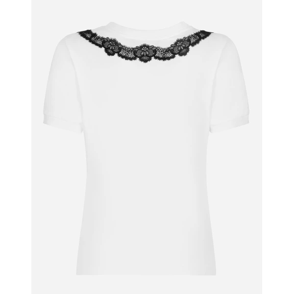 Dolce & Gabbana Jersey T-shirt with DG logo and lace inserts Top, view 2