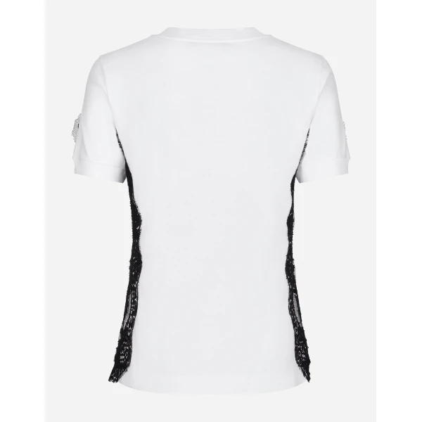 Dolce & Gabbana Jersey T-shirt with DG logo and lace inserts Top, view 2