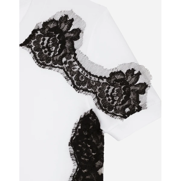 Dolce & Gabbana Jersey T-shirt with DG logo and lace inserts Top, view 3