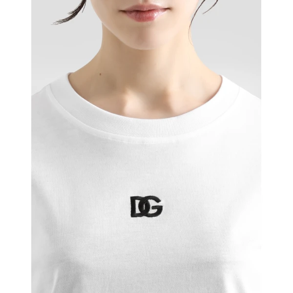 Dolce & Gabbana Jersey T-shirt with DG logo embroidery Top, view 4