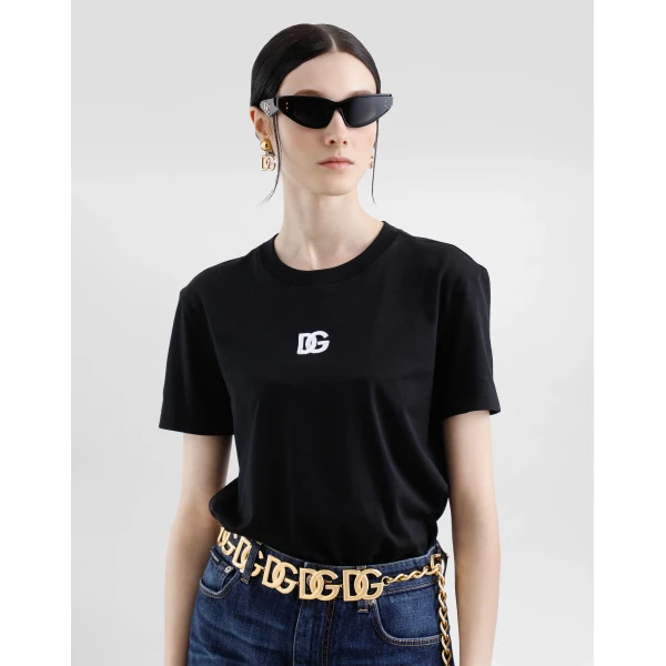 Dolce & Gabbana Jersey T-shirt with DG logo embroidery Top, view 5
