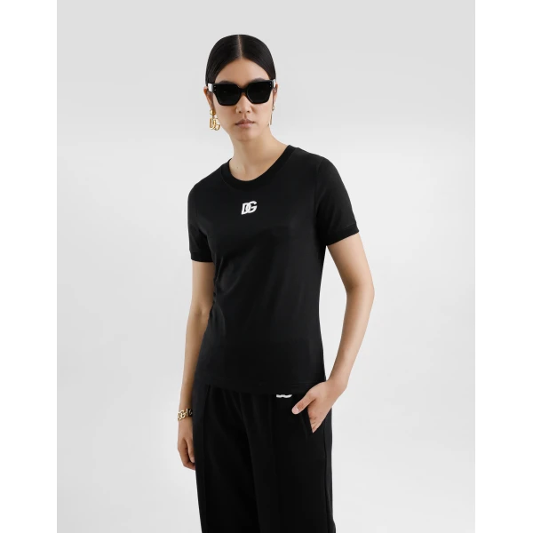 Dolce & Gabbana Jersey T-shirt with DG logo embroidery Top, view 5