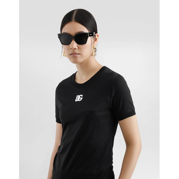 Dolce & Gabbana Jersey T-shirt with DG logo embroidery Top, view 6