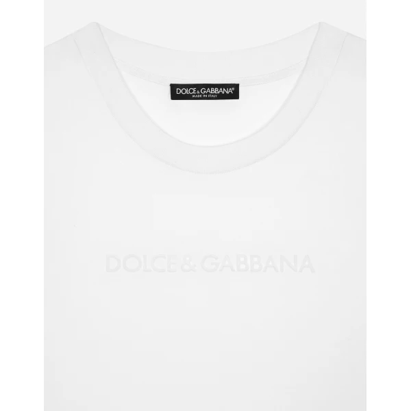 Dolce & Gabbana Jersey T-shirt with flocked Dolce&Gabbana detail Top, view 3